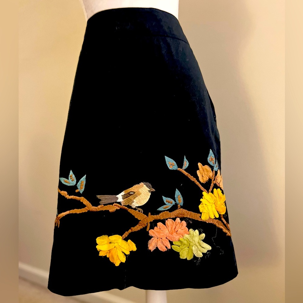Vintage Karen Nicol bird skirt Anthropologie size 12; excellent condition